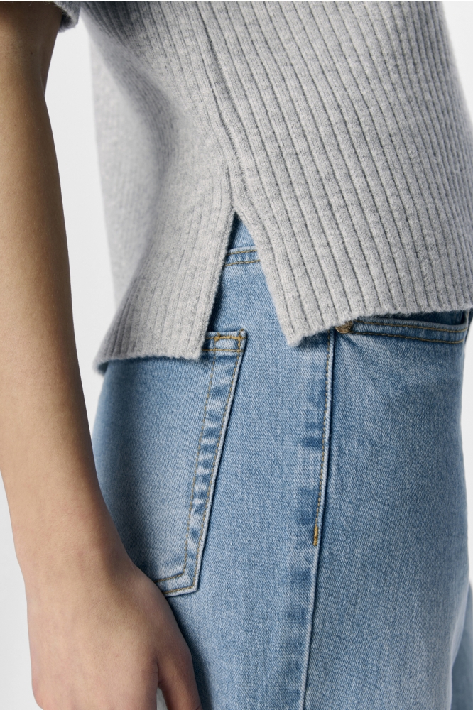 OBJELVA 2/4 RE O-NECK KNIT NOOS 23046911 LIGHT GREY MELANGE